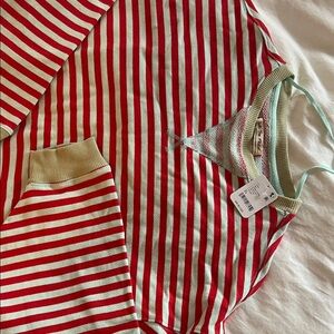 We The Free Red and White Striped Long Sleeve Tee